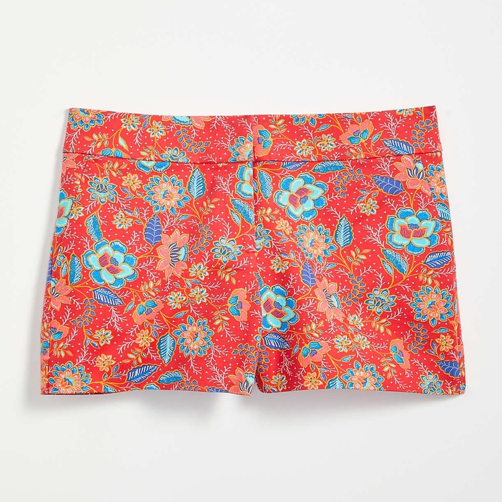 LOFT floral mid rise tailored shorts, 43", red